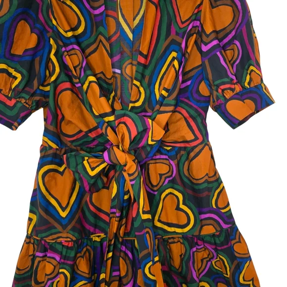 Farm Rio Short-Sleeve Bow-Front Heart Mini Dress - Picture 6 of 9
